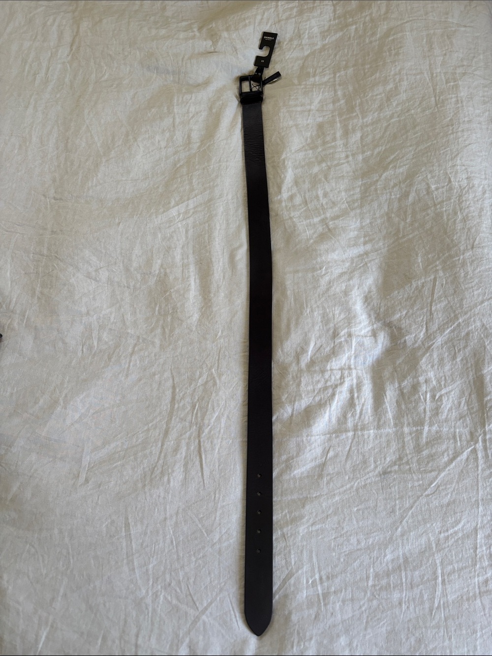Black Leather Dress Belt - Shinola Lightning Bolt Keeper 1 1/2” NWT